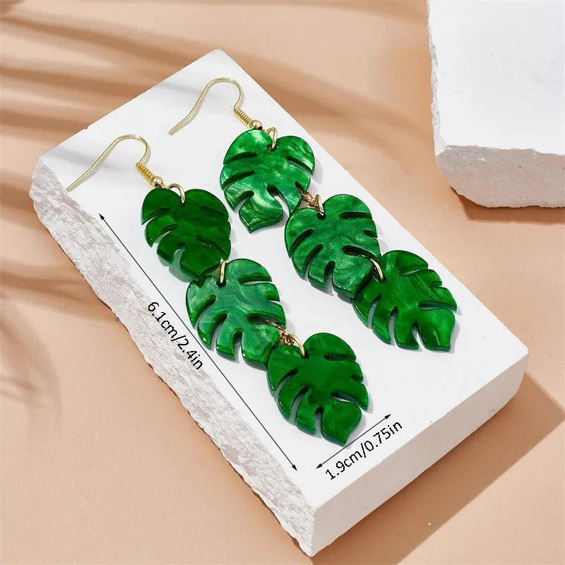 Acrylic drop earrings with coconut artocarpus heterophyllus ear hook design in summer colours