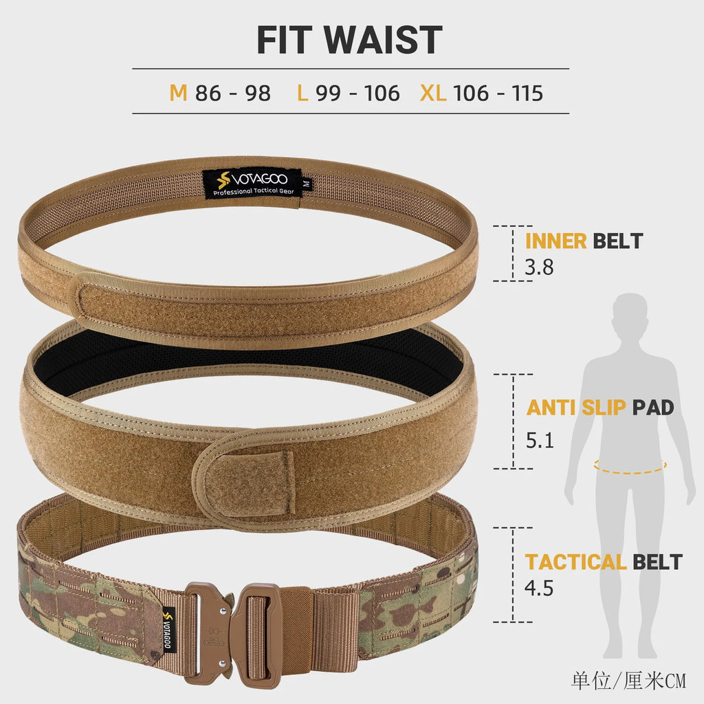 VOTAGOO 2-inch wide laser cut tactical belt with quick-release alloy buckle in CP camouflage colour
