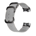 Fitbit Charge nylon replacement watch strap with a three-ring metal buckle shown in Army Green colour.
