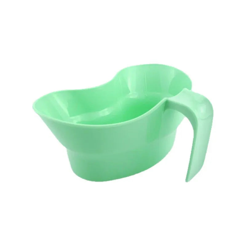 Green plastic gargle cup for bedridden elderly patient nursing care and oral hygiene