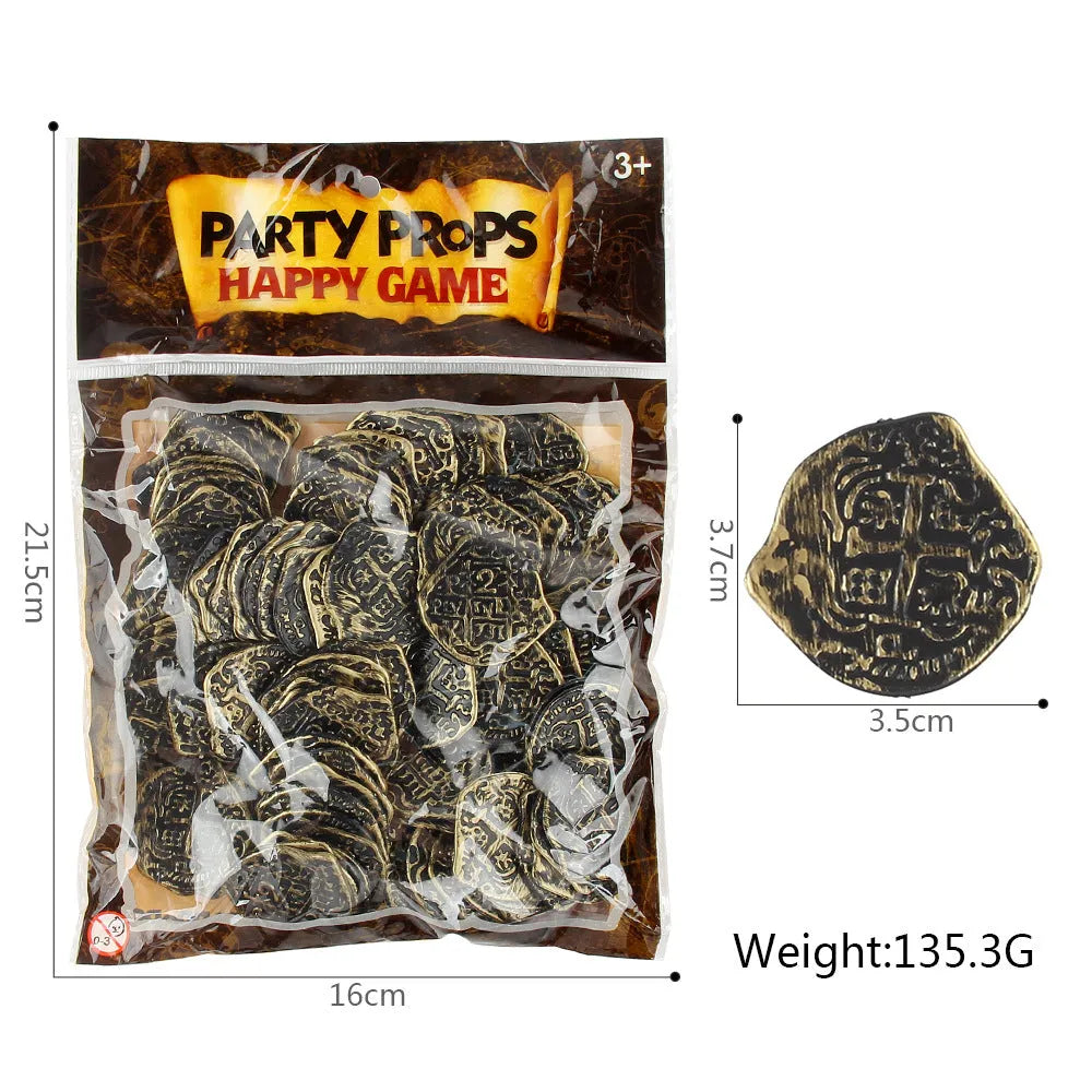 Doli Roman pirate treasure coins pack of 100 with electroplated gold bronze silver finish