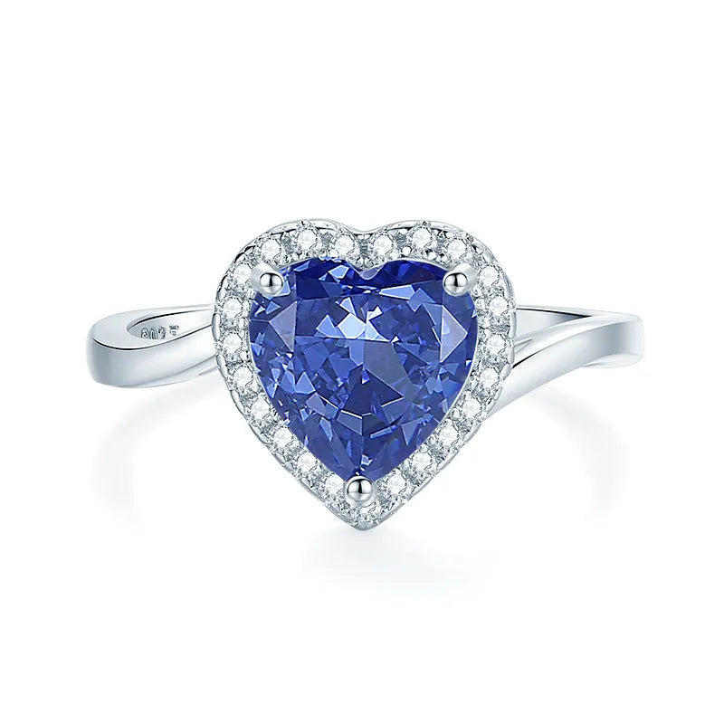 925 Sterling Silver heart ring with Ice Flower cut Tan Sang colour zircon stone.