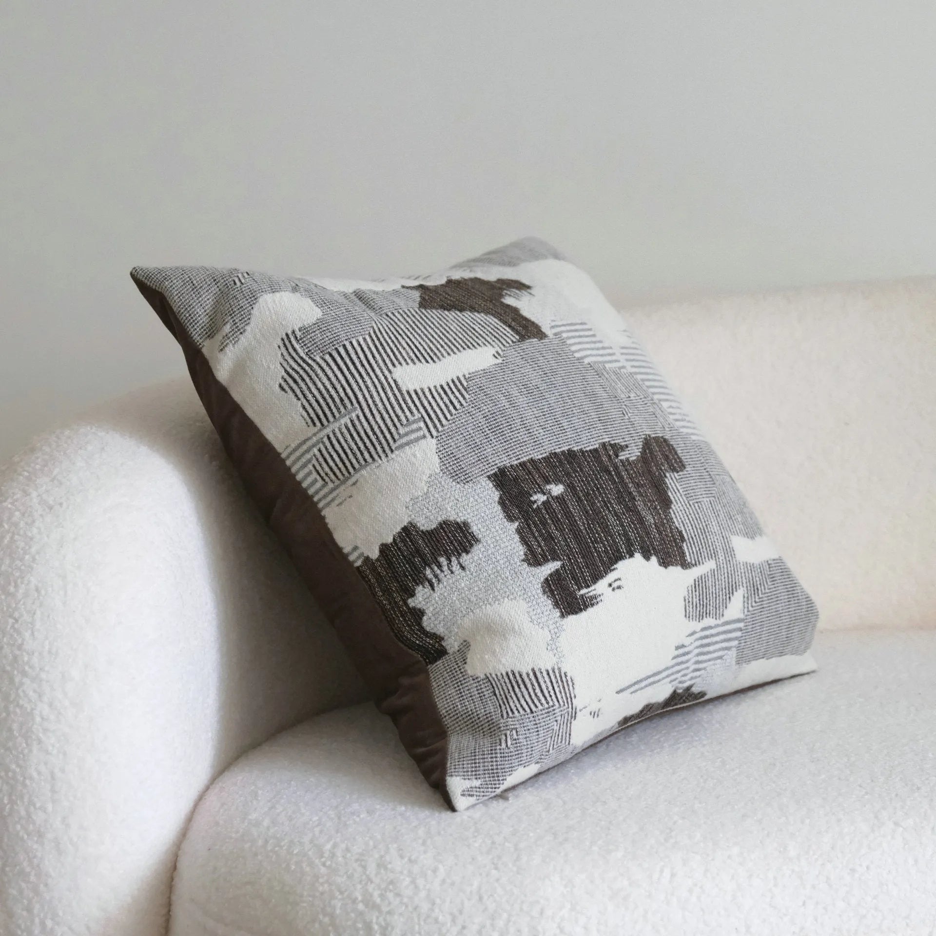 Coffee brown Chinese classical style cushion pillow on sofa in stripe and patchwork patterns