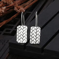 925 silver woven diamond plaid geometric earrings for women, silver colour, 17.5mm by 11mm.