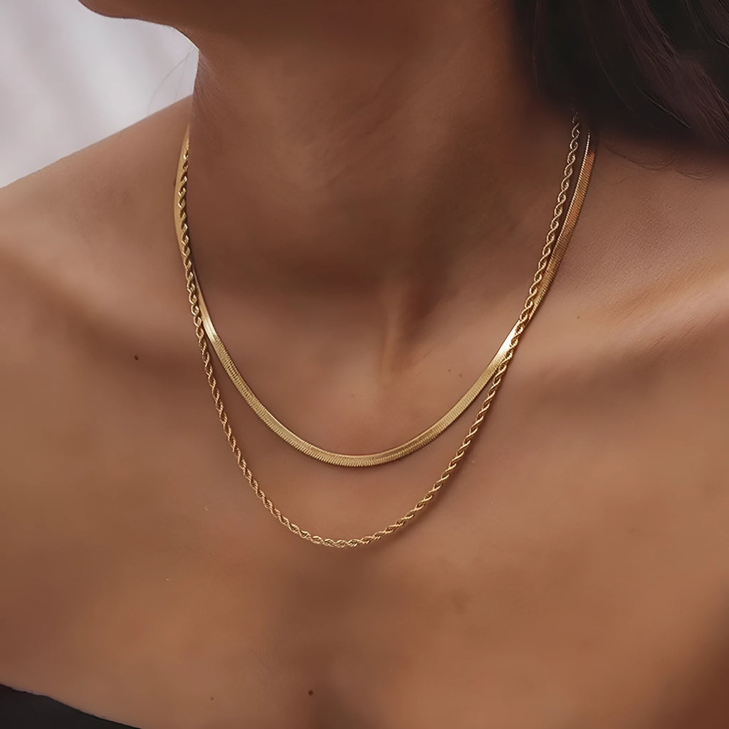 Women's geometric titanium steel pendant necklace on stainless steel snake bones chain with adjustable length