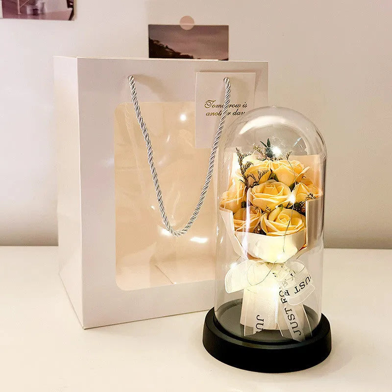 Artificial bionic bouquet flower arrangement in forming process with gradient colour options