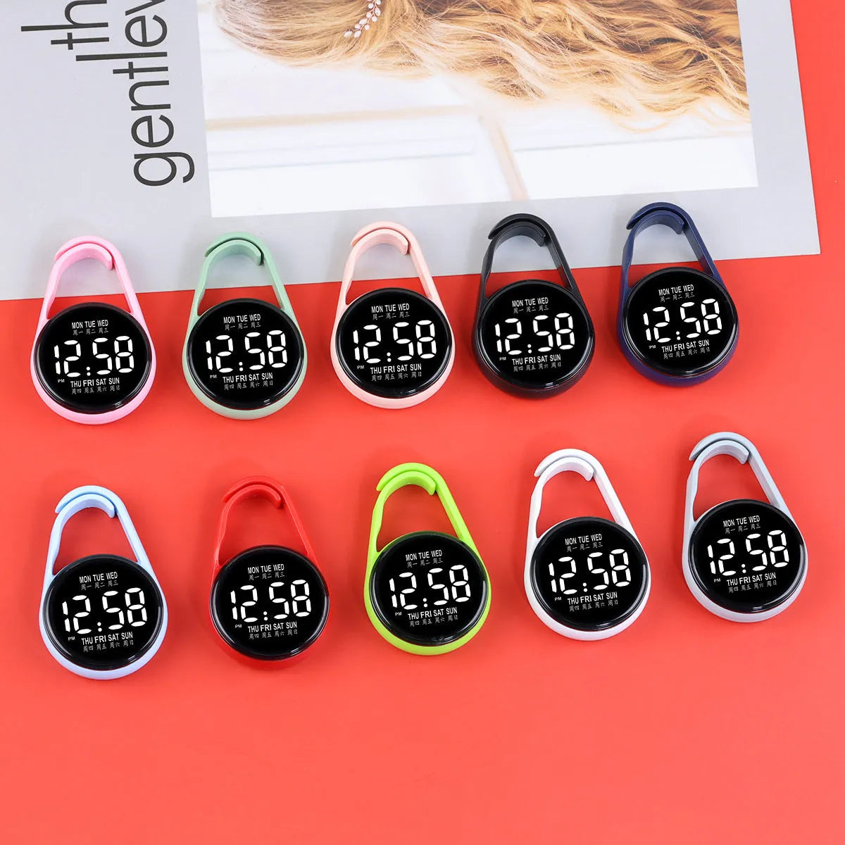 LED digital watch with luminous display and plastic strap in various colour options