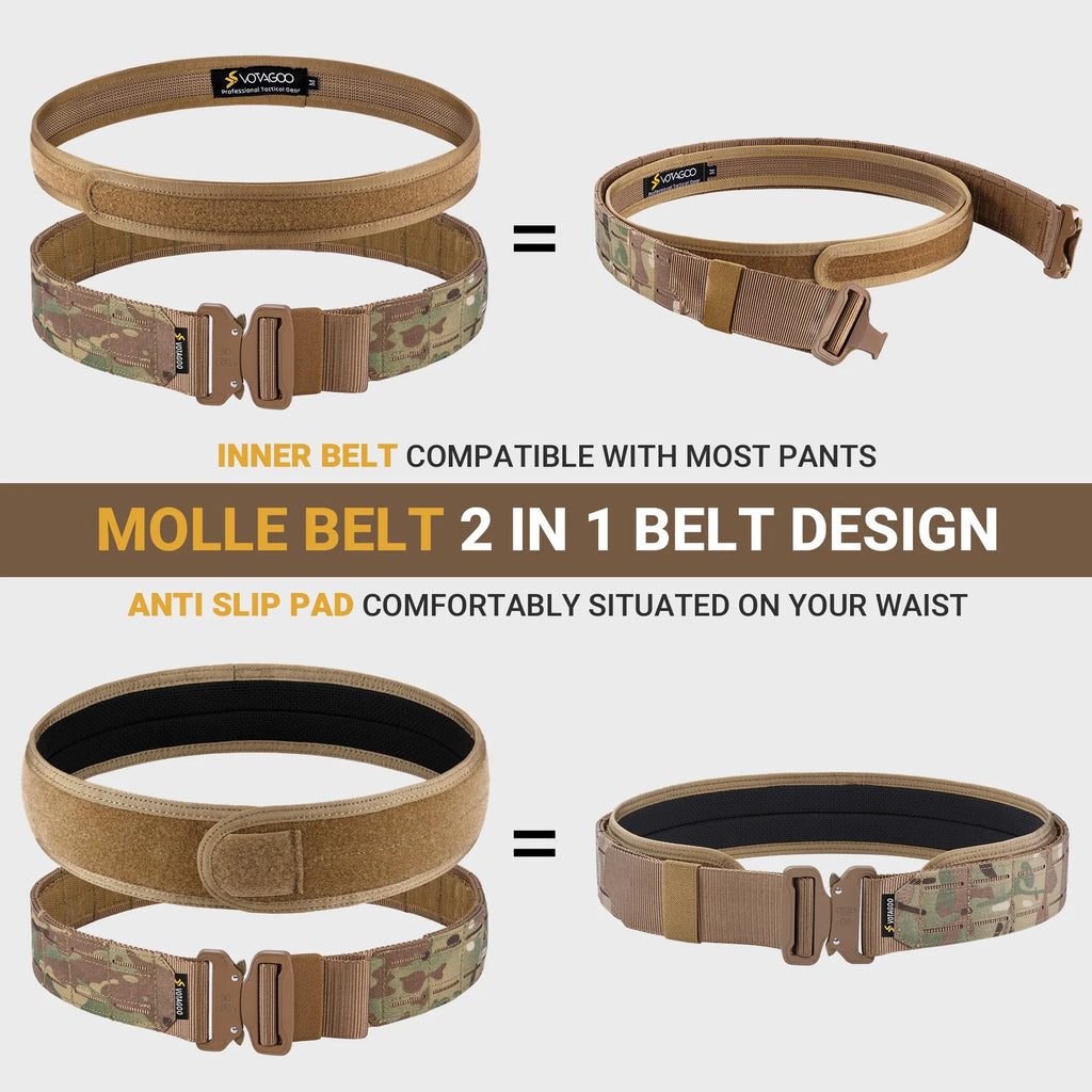 VOTAGOO 2-inch wide laser cut tactical belt with quick-release alloy buckle in CP camouflage colour