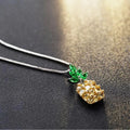 Korean fashion women's necklace with geometric pineapple fruit design and diamond elements in silver white gold colour