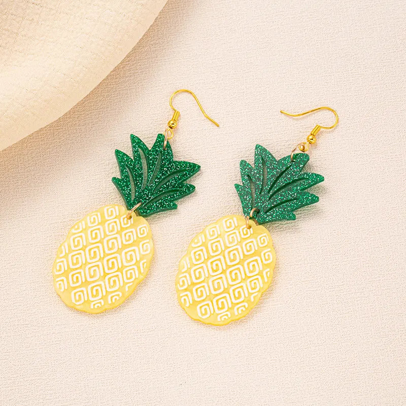 Acrylic drop earrings with coconut artocarpus heterophyllus ear hook design in summer colours