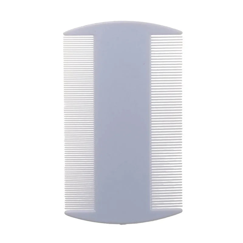 Fine-toothed double-edged plastic comb for flea and lice removal in various colours