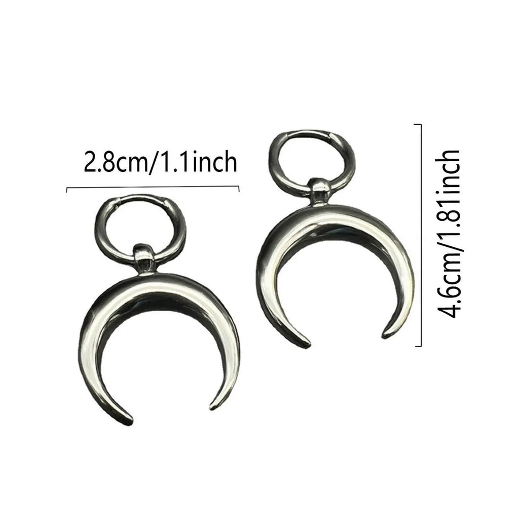 Vintage gothic moon large hoop earrings in silver 18K gold-plated alloy