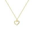 S925 sterling silver hollow heart necklace with circle pendant on regular chain