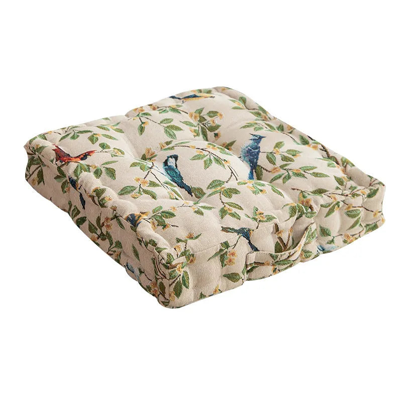 American style dining chair cushion measuring 40x40x8cm with floral pattern and solid colour options