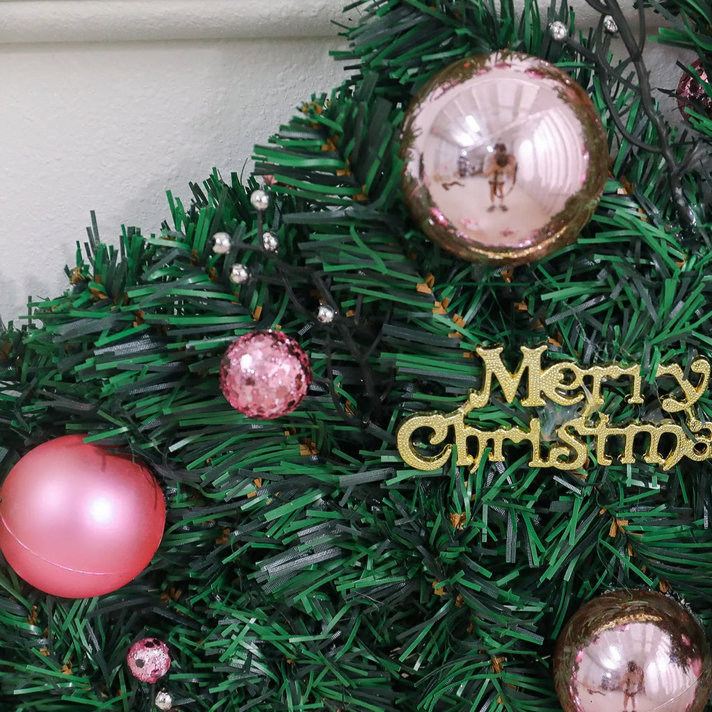 2.7-metre pink Christmas rattan vine decoration with 240 PVC fruit head ornaments in Korea style
