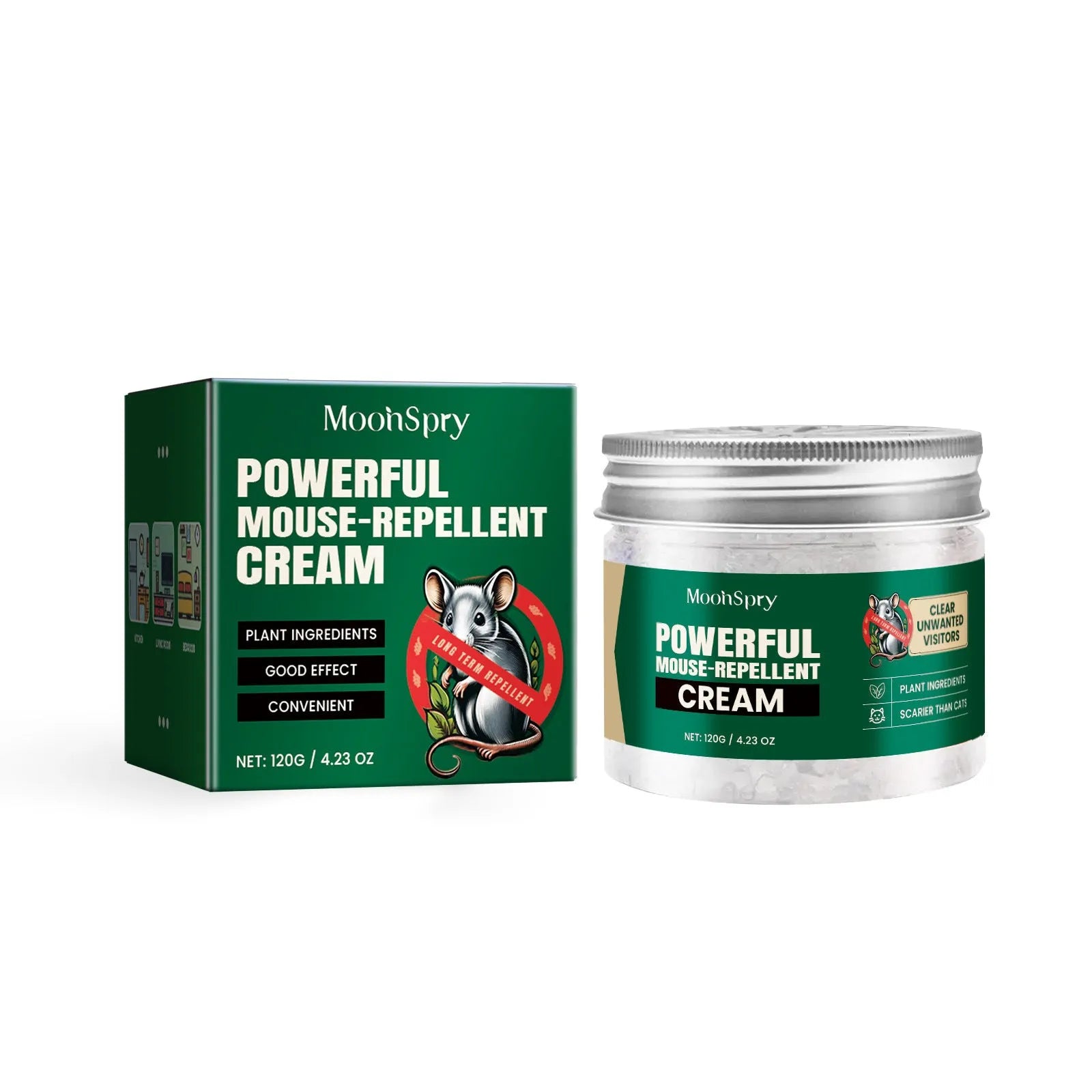 60ml bottle of rat repellent spray with essential oils for home, car and outdoor use.