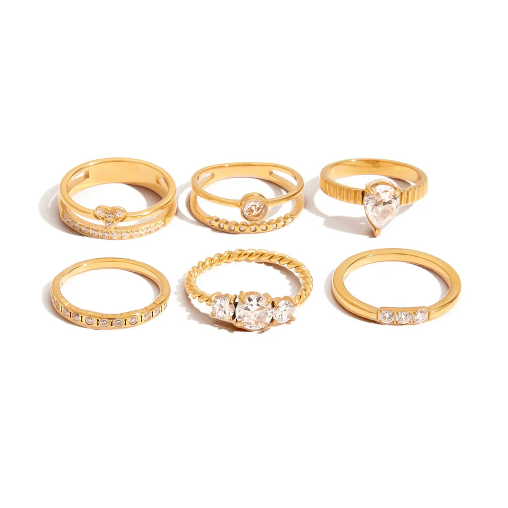 Stainless steel geometric zircon ring in European American unisex style