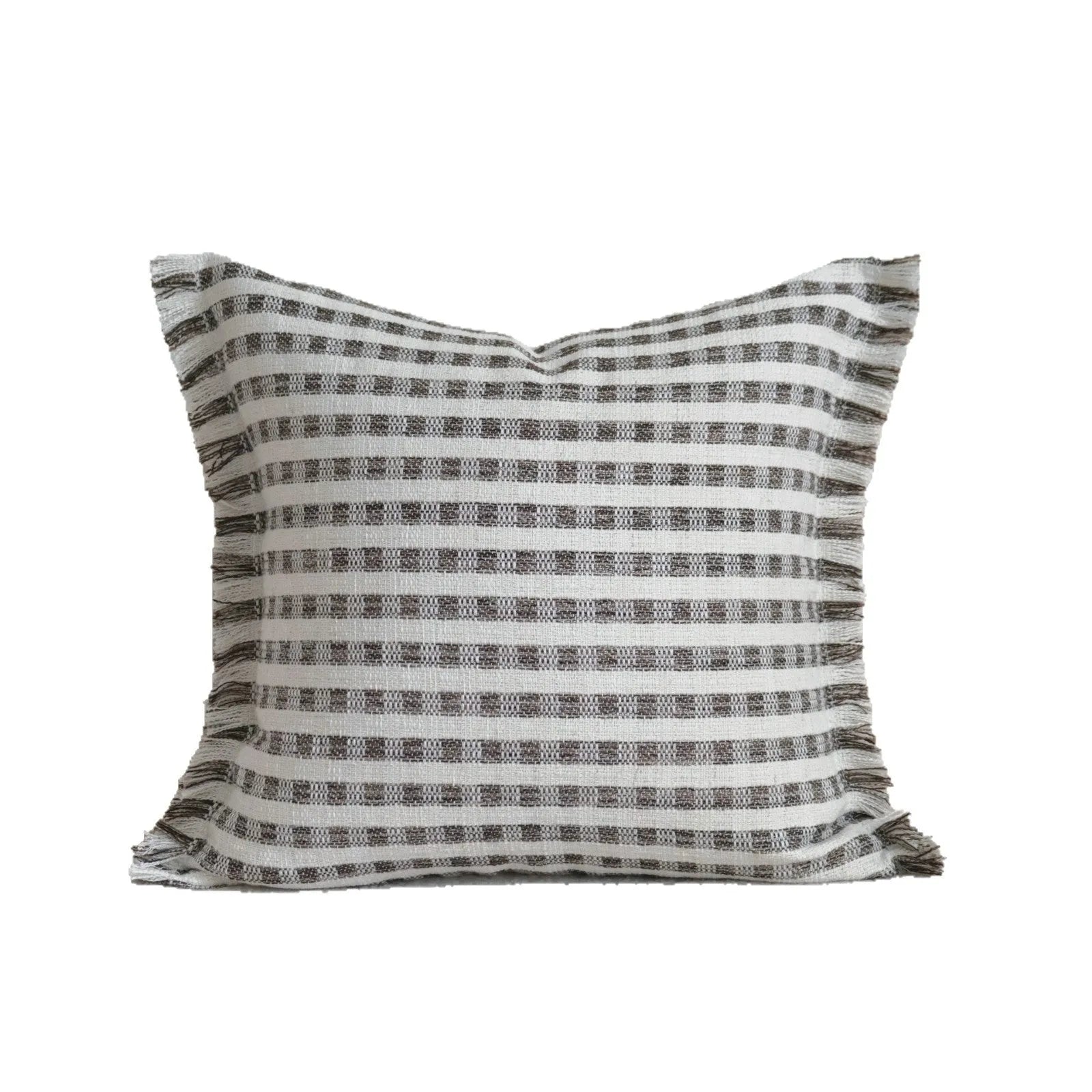 Coffee brown Chinese classical style cushion pillow on sofa in stripe and patchwork patterns