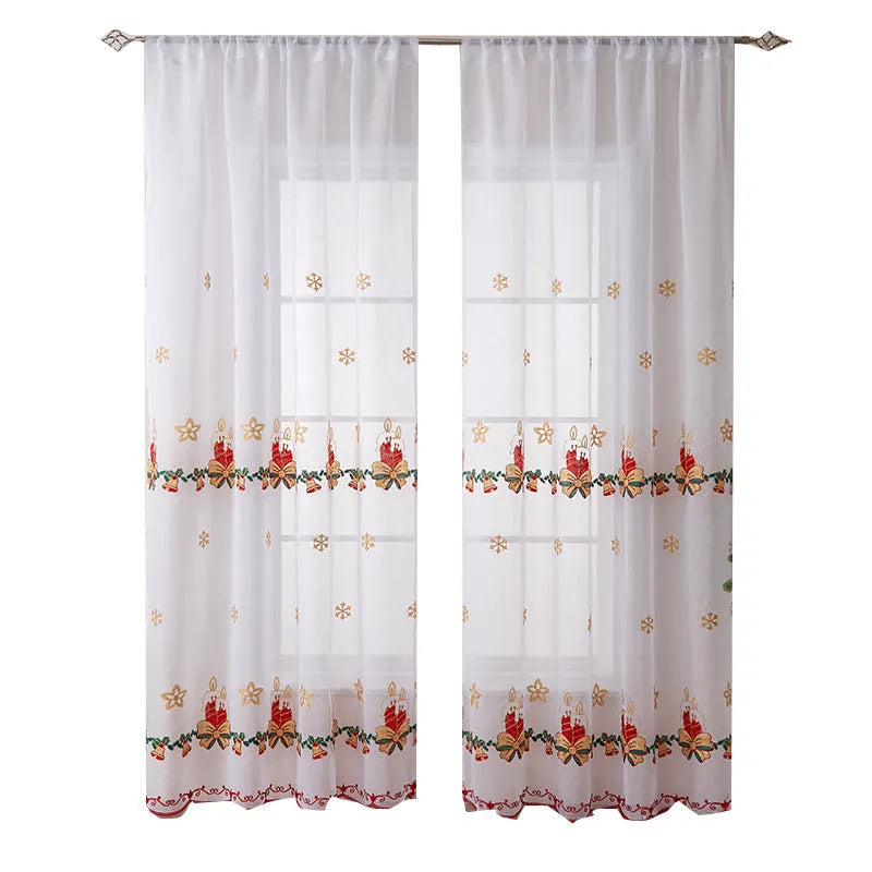 Christmas snowflake embroidery curtain in American style with semi-sunshade functionality