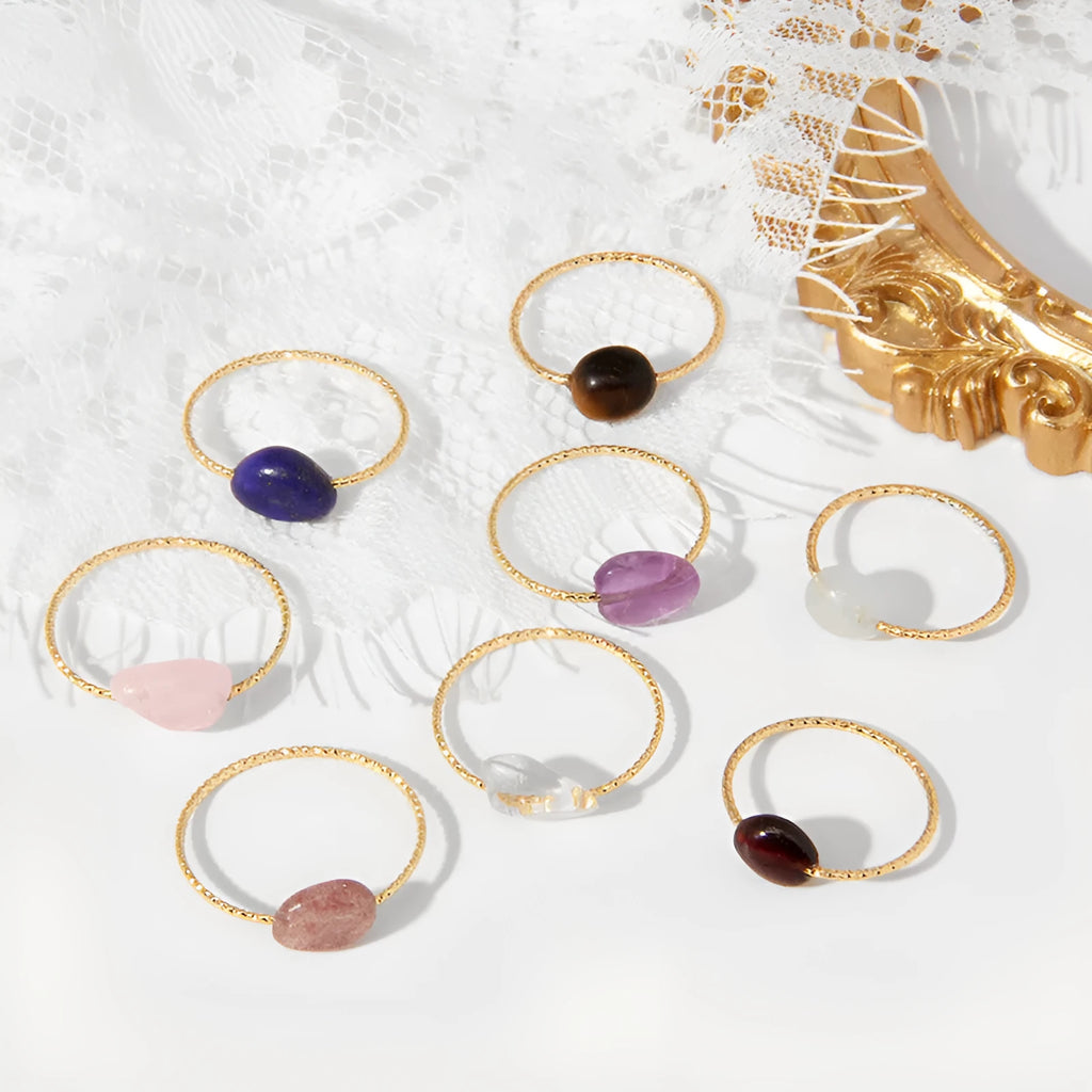 Geometric agate women's ring in original design with eight colour options