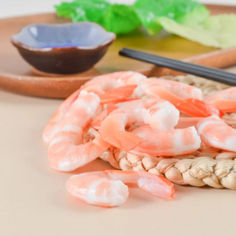 Simulation seafood shrimp keychain made of PVC with 1.5cm thickness functioning as a bag pendant