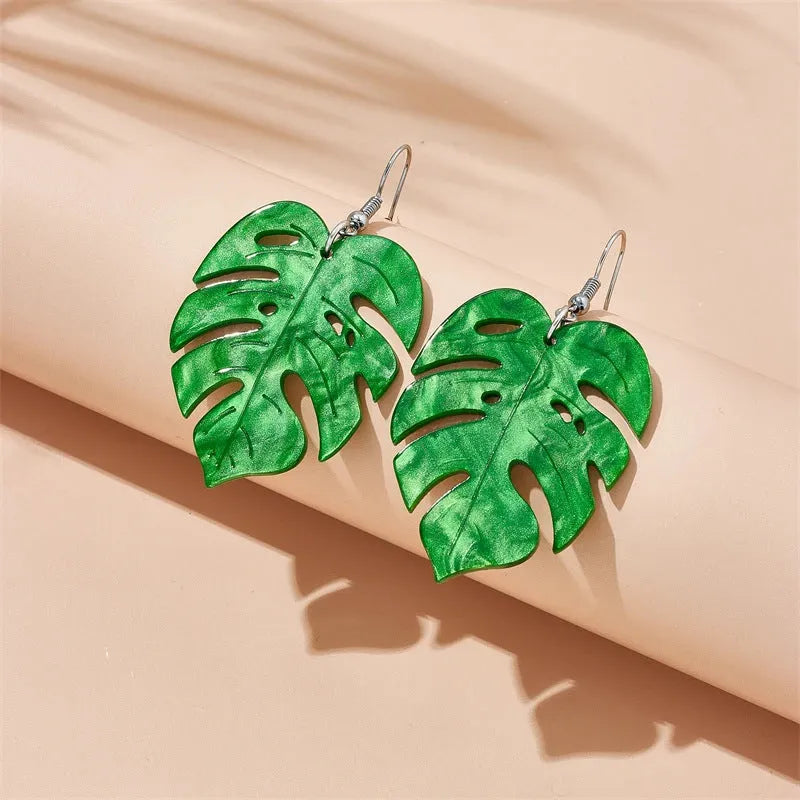 Acrylic drop earrings with coconut artocarpus heterophyllus ear hook design in summer colours