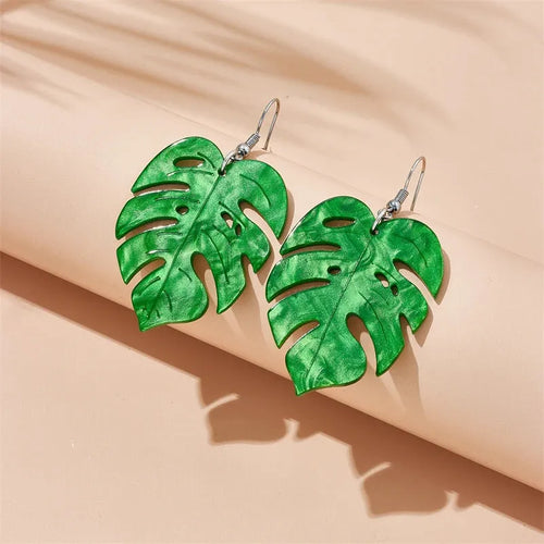 Acrylic drop earrings with coconut artocarpus heterophyllus ear hook design in summer colours