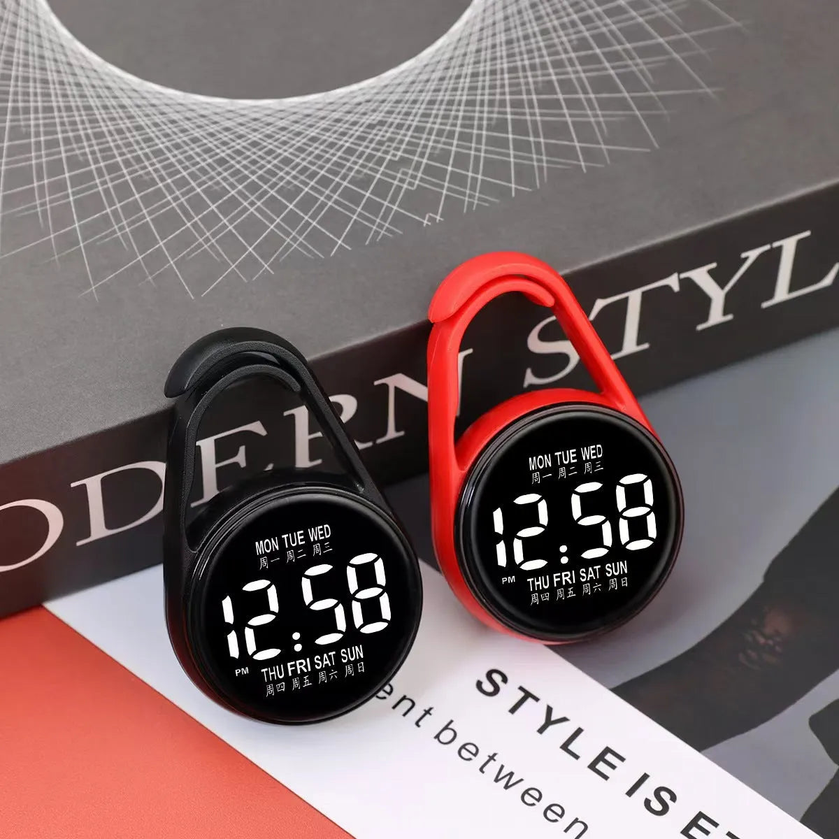 LED digital watch with luminous display and plastic strap in various colour options