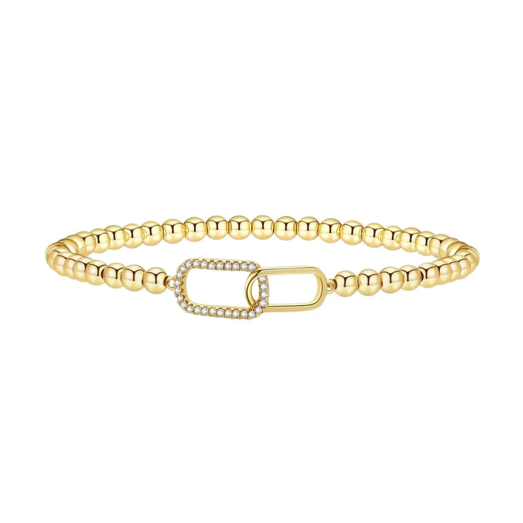 Women's adjustable stainless steel beaded bracelet with round geometric beads in a choice of six colours.