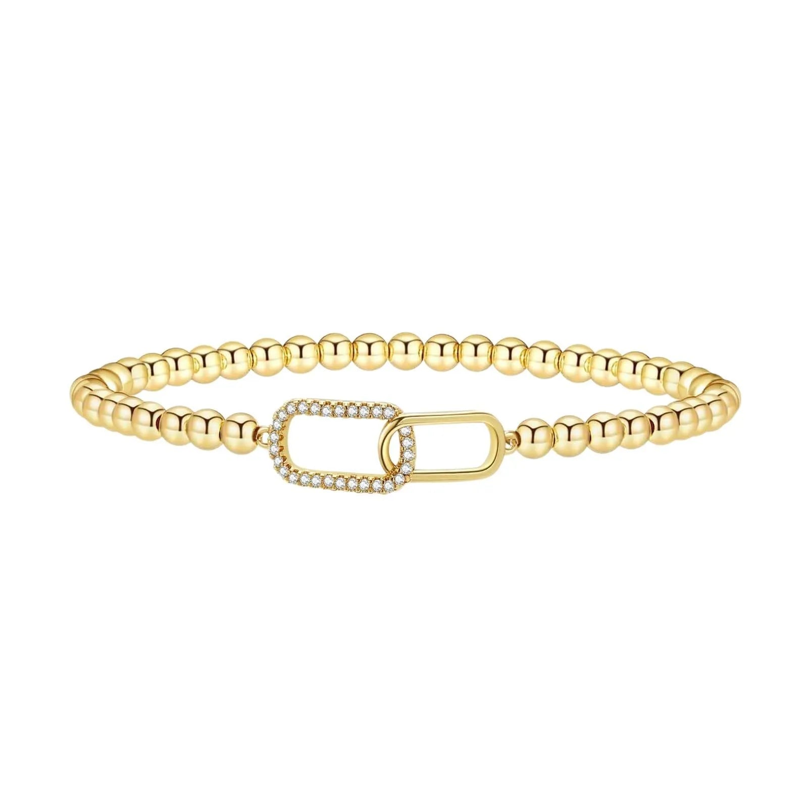 Women's adjustable stainless steel beaded bracelet with round geometric beads in a choice of six colours.