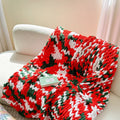 Striped chenille cover blanket showing handmade ice bar dye technique in a choice of four colours.