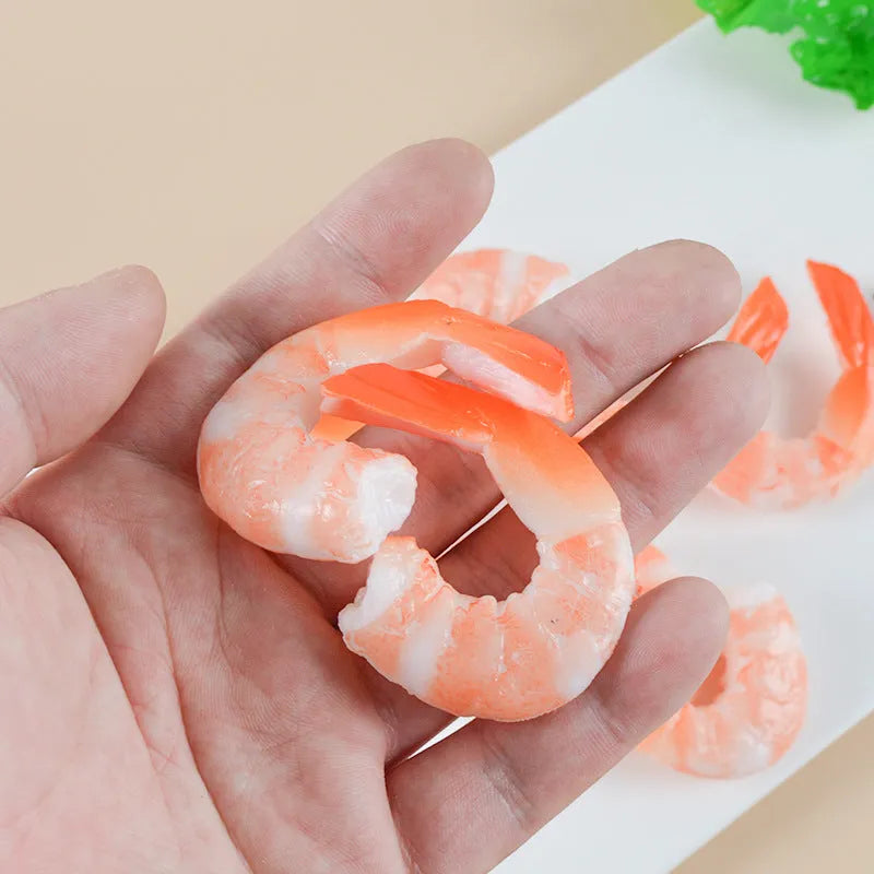 Simulation seafood shrimp keychain made of PVC with 1.5cm thickness functioning as a bag pendant