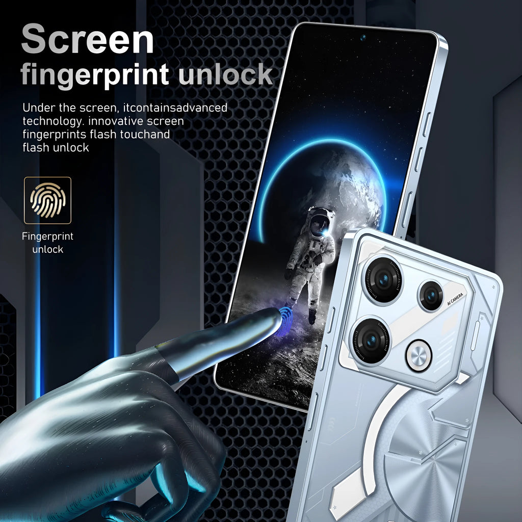 GT10 Pro Android smartphone in Blue or Silver colour with straight plate design showing display