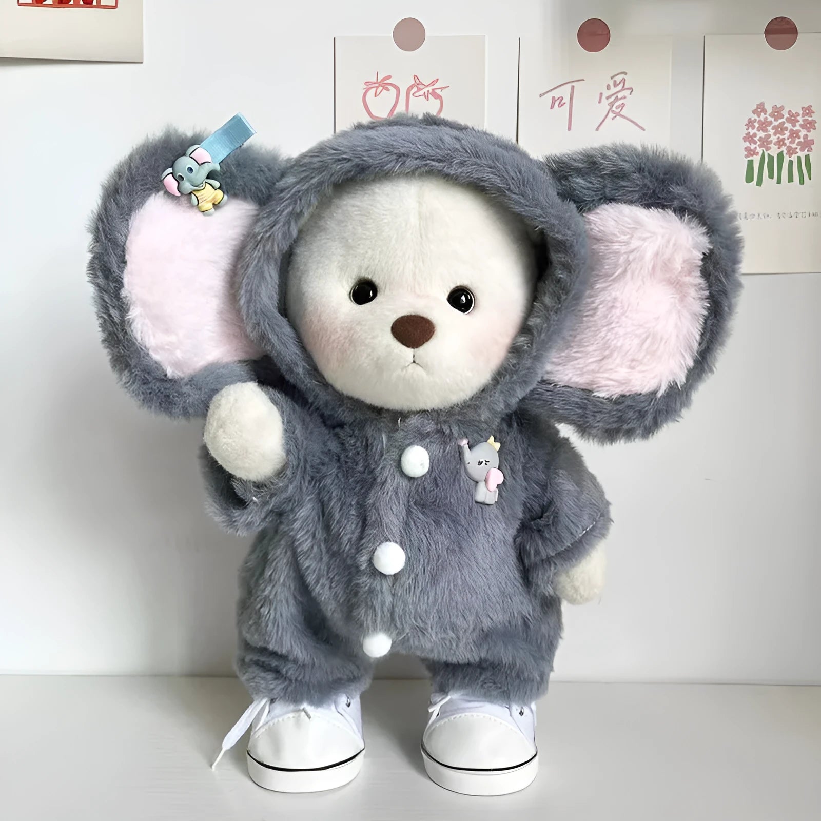 Grey elephant jumpsuit suit for 30cm Lina bear doll plush costume