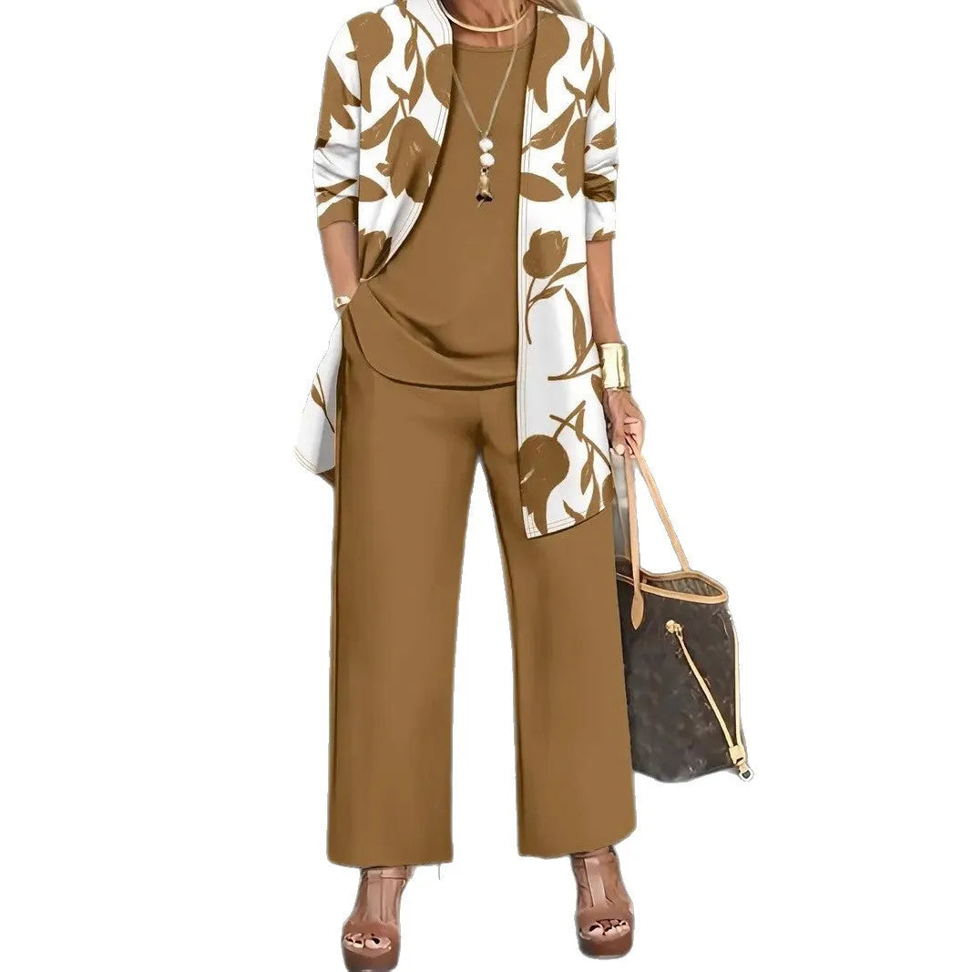 Women's blue three-piece casual suit with coat, vest and trousers in Japanese-Korean style