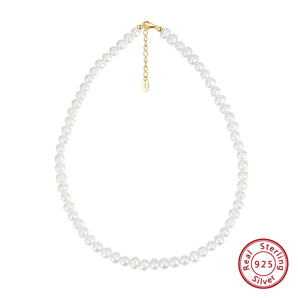 Women's adjustable freshwater pearl necklace on silver chain