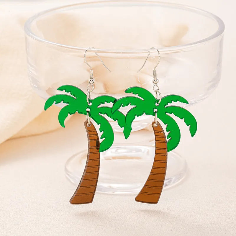 Acrylic drop earrings with coconut artocarpus heterophyllus ear hook design in summer colours