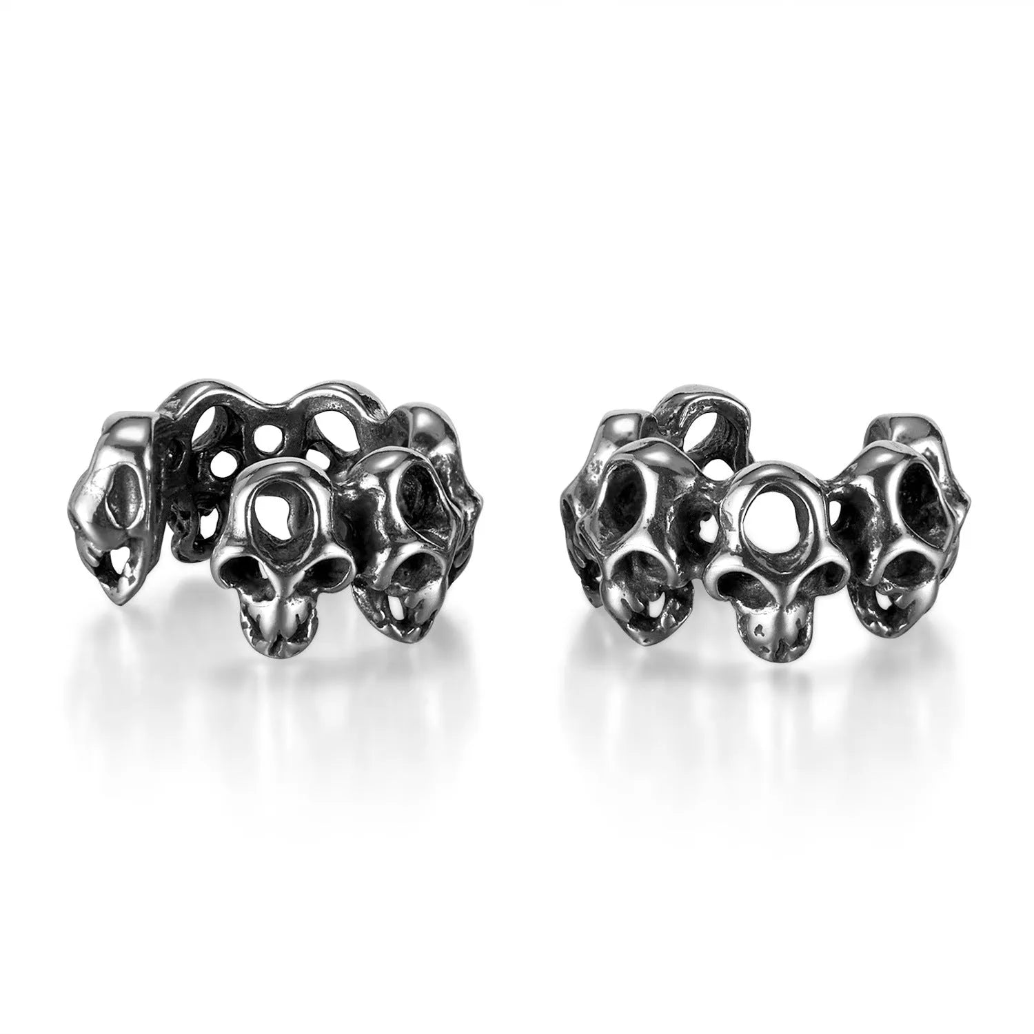 Stainless steel retro hollow skull design earrings with clip fastening