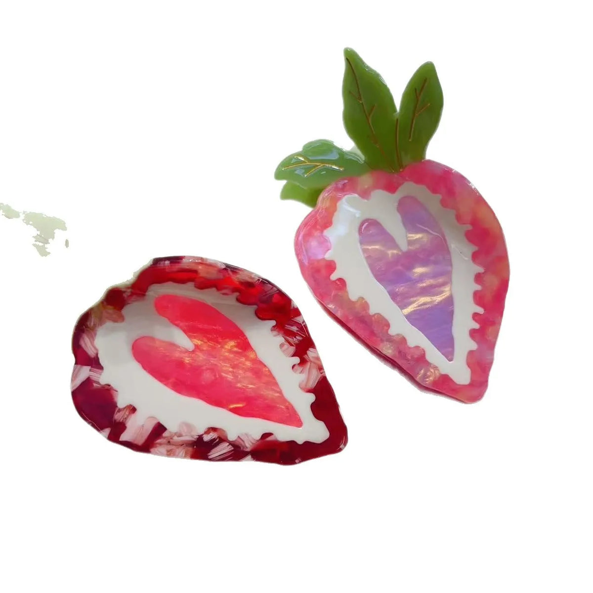 Red strawberry hairpin with manual craftsmanship on a white background