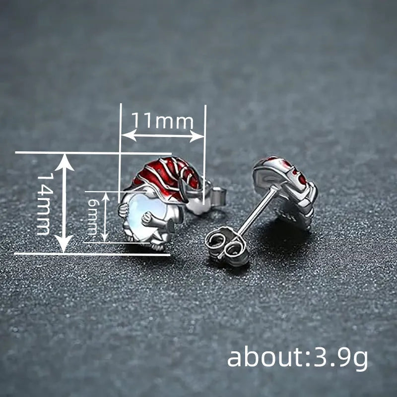 Cute Santa Claus motif heart-shaped earrings for women in a white gold colour.