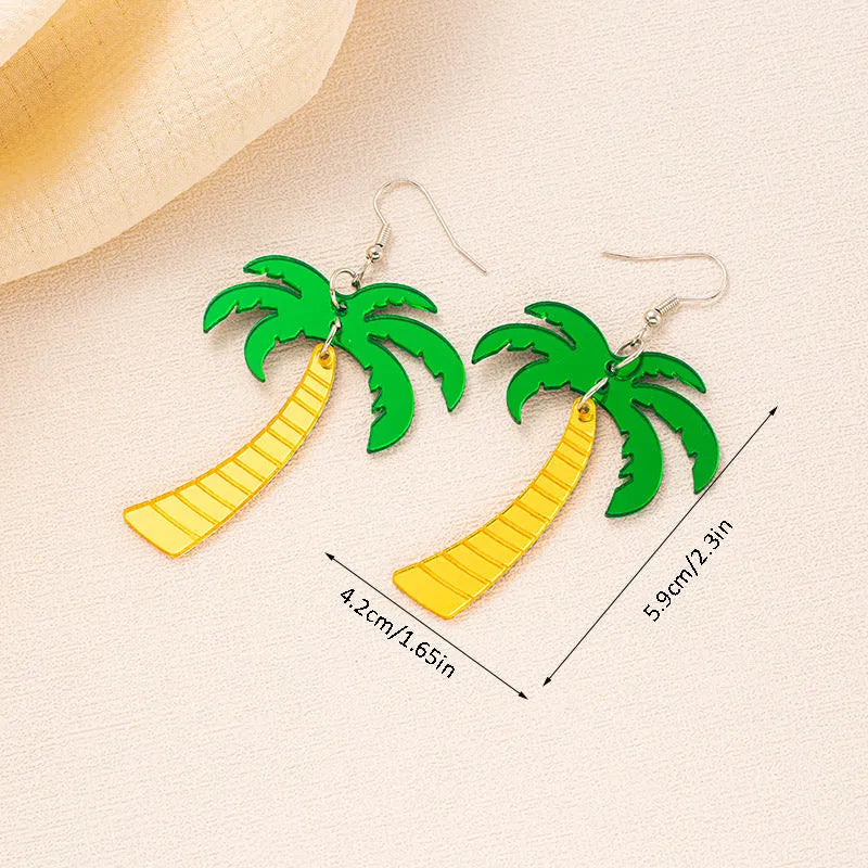 Acrylic drop earrings with coconut artocarpus heterophyllus ear hook design in summer colours