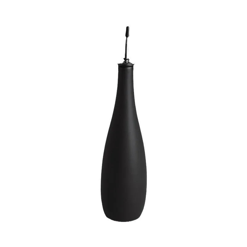 Ceramic oil pot with 650ml conical funnel and integrated pouring brush in black, coffee, or white finish