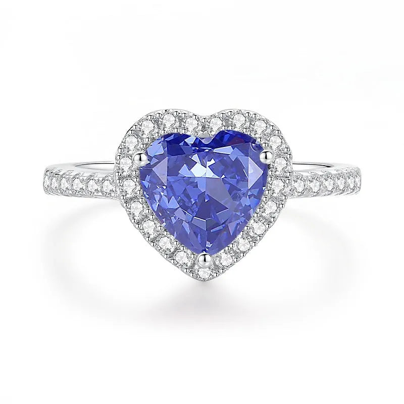 925 Sterling Silver heart ring with Ice Flower cut Tan Sang colour zircon stone.