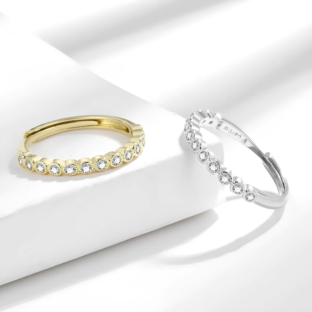Women's open mouth geometric ring with diamond tail design in electroplated white gold colour