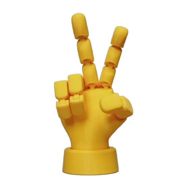 Yellow movable joint hand prop ornament with articulated fingers and American style decoration
