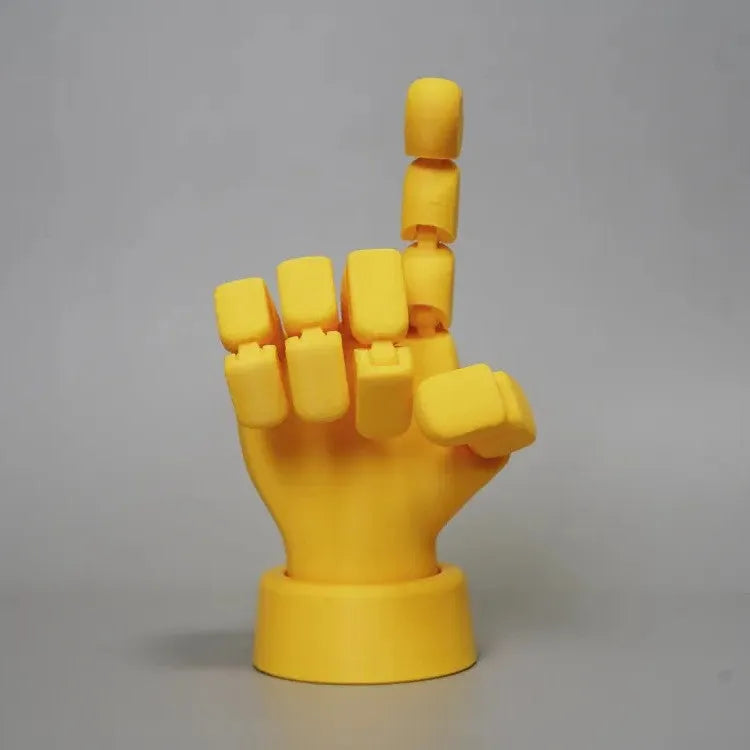 Yellow movable joint hand prop ornament with articulated fingers and American style decoration