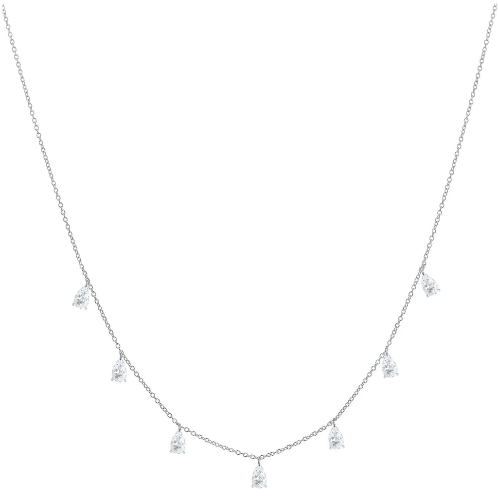 Gentle drop-shaped artificial zircon necklace on O-chain in 925 silver with triangular design elements