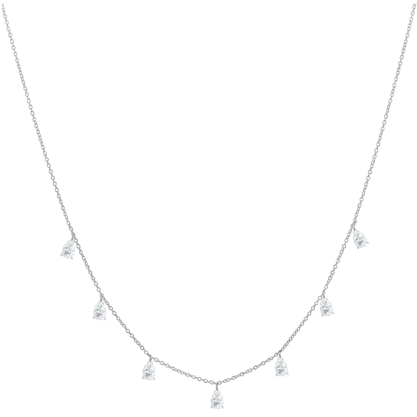 Gentle drop-shaped artificial zircon necklace on O-chain in 925 silver with triangular design elements