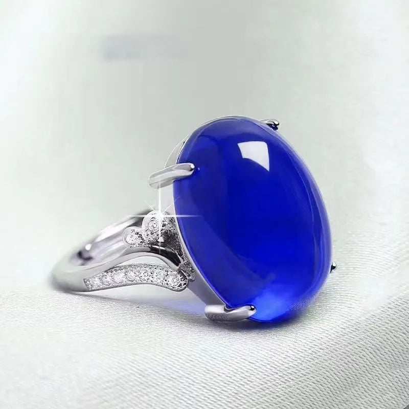 Adjustable natural sapphire ring in ethnic geometric design showing five colour options
