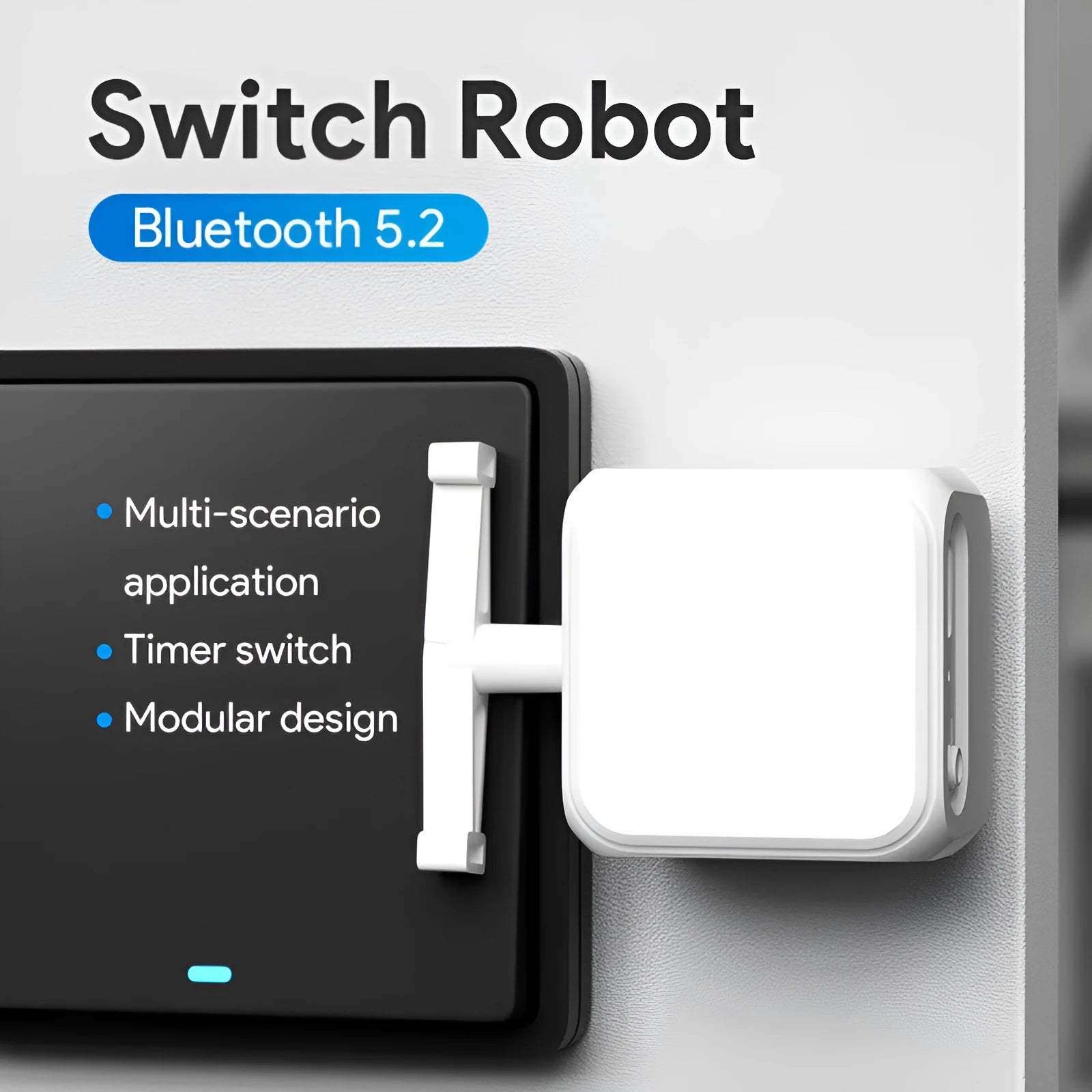White Bluetooth rocker arm finger robot remote control device with 53x29x14mm dimensions